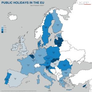 Public holidays in the EU graphic